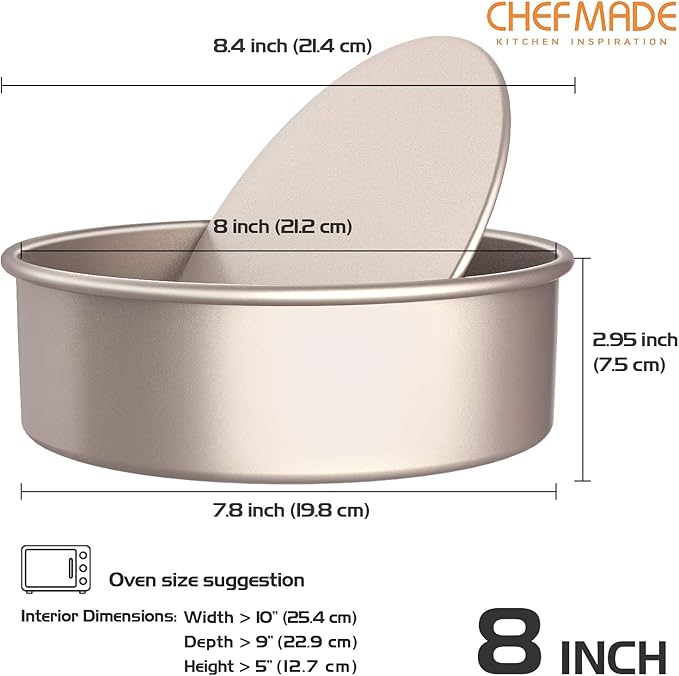 CHEFMADE Bakeware Round Cake Pan, 8-Inch with Removable Loose Bottom Nonstick & Quick Release Coating Chiffon Bakeware for Oven and Instant Pot Baking