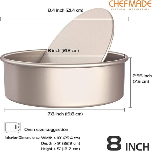 CHEFMADE Bakeware Round Cake Pan, 8-Inch with Removable Loose Bottom Nonstick & Quick Release Coating Chiffon Bakeware for Oven and Instant Pot Baking