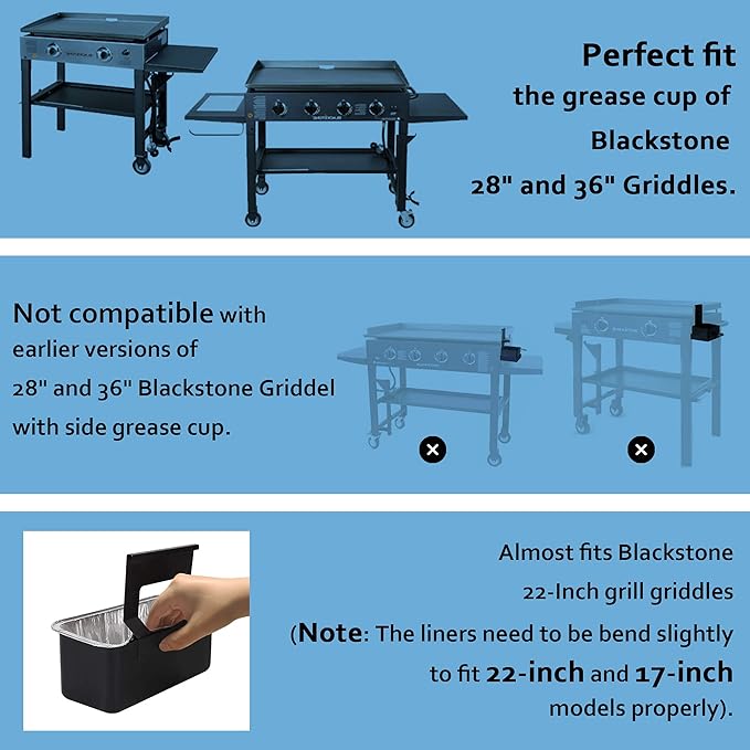 Matchwaves 20 Pack Blackstone Grease Cup Liners, Grease Catcher Liner, Aluminum Foil Drip Pan for 28 and 36 inch Blackstone Griddle