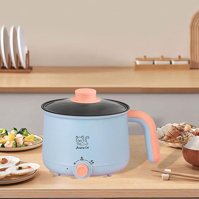 Mini Hot Pot 1.8L Ramen Cooker Multipurpose Cookware Cooking Pot Non Stick Portable Electric Pot Noodles Pot for Noodles Eggs, Pot