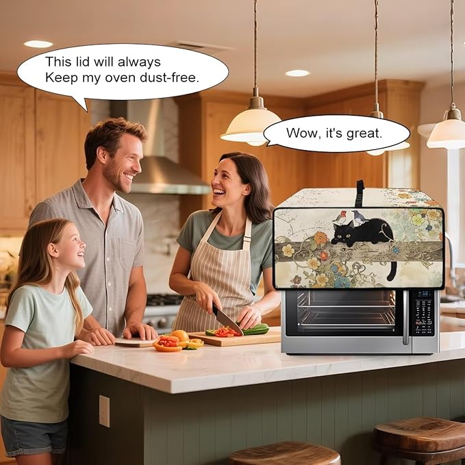 Doojoayie Black Cat Coffee Appliance Dust Cover 8 Slice Toaster Cover Small Appliance Dust Protector for Toaster Oven/Bread Making Machine/Air Fryer