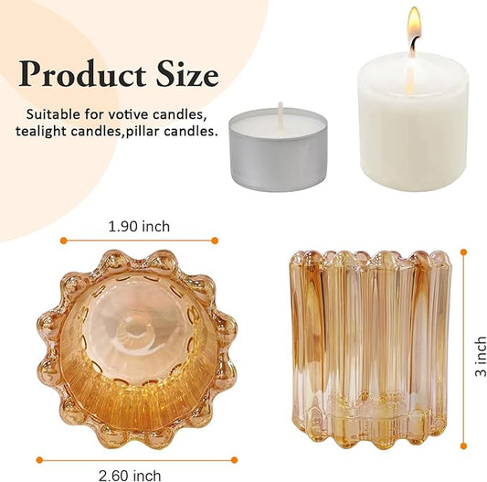 GOLDEAL 24Pcs Gold Glass Votive Candle Holders Tealight Holders Decorative, Tea Candle Holders Bulk,Candlestick for Wedding, Party,Dinner, Home Table Decor.