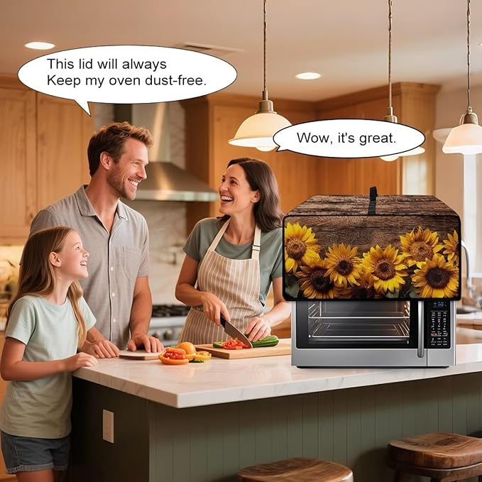 Doojoayie Sunflower Toaster Cover 8 Slice Kitchen Appliance Covers 22.5"x18.5"x 13" Small Appliance Dust Protector with Top Handle Easy to Storange