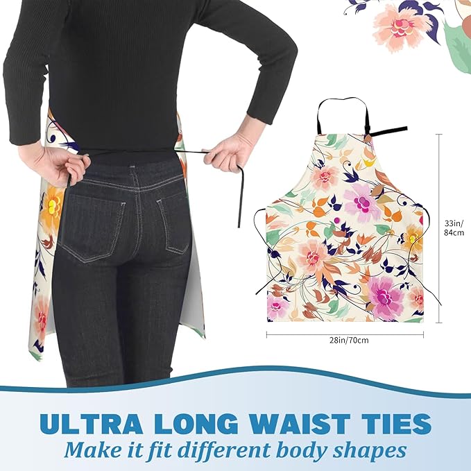 Cute Cat Apron for Women with Butterfly,28x33in,Kitten Animal Kitchen Aprons with 2 Pockets,Oxford Fabric,Playful Adjustable Apron for Cooking Baking Gardening Chef,Gifts for Mom Wife