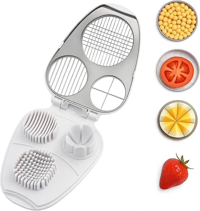 Egg Slicer for Hard Boiled Eggs – 3 in 1 Heavy Duty Stainless Steel Cutter, 3 Ways to Slice, Egg Dicer, Egg Chopper, Boiled Slicer, OXO Egg Slicer Alternative, Metal Egg Cutter