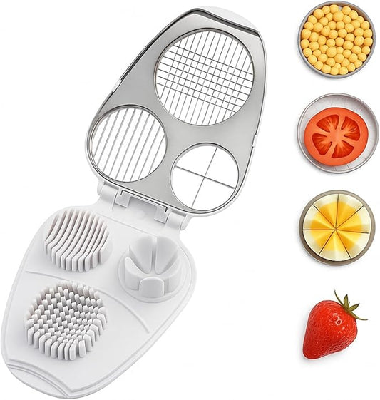 Egg Slicer for Hard Boiled Eggs – 3 in 1 Heavy Duty Stainless Steel Cutter, 3 Ways to Slice, Egg Dicer, Egg Chopper, Boiled Slicer, OXO Egg Slicer Alternative, Metal Egg Cutter