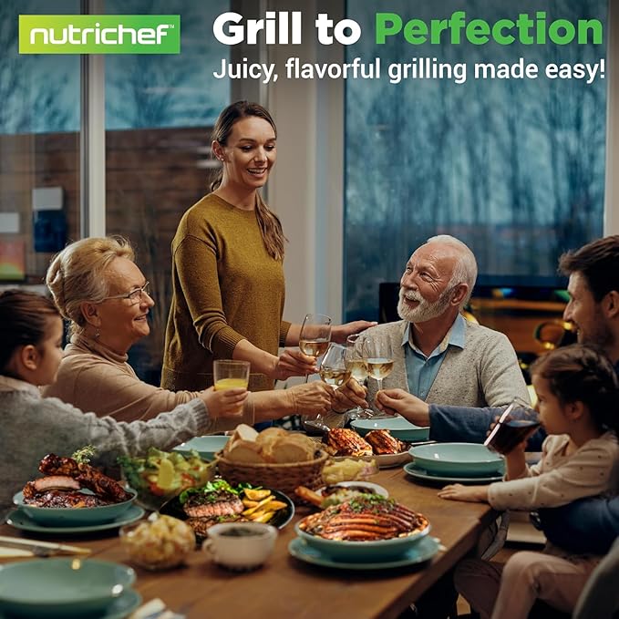 NutriChef Cast Iron Weight Grill Press – Heavy-Duty Griddle Press with Wooden Handle for Steak, Burgers, Bacon & Sandwiches, Creates Perfect Grill Marks