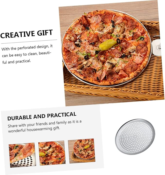VINTORKY Perforated Round Pizza Pan Household Baking Tray for Efficient Baking Non-stick Pizza Plate Easy Cleaning