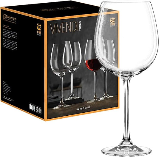 Nachtmann Vivendi 25 oz Red Wine Glasses – Set of 4 Lead-Free Elegant Crystal Stemware with Long Stems & Thin-Walled Tulip Shape, Ideal for Cabernet, Pinot Noir & Bordeaux, Break-Resistant