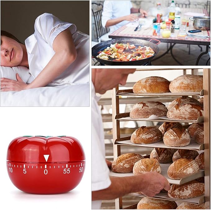 Tomato Shaped Mechanical 60 Minutes Countdown Timer Kitchen Cooking & Baking Helper Count Up Down Magnetic Timer Clock with Alarm Fast Setting(6.3x4.5cm)
