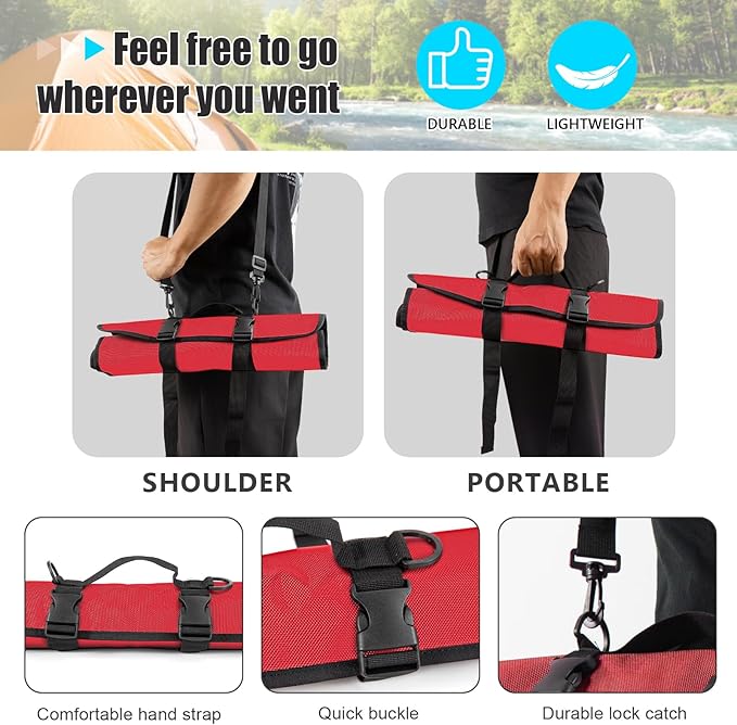 EHRGK Knife Roll,Heavy Duty Knife Bag,Oxford Knife Case with 20 Slots for Knives & Kitchen Tools,Chef Knife Bag,Knife Roll Bag, Knife Pouch Wrap for Chefs Culinary Traveling (Red)