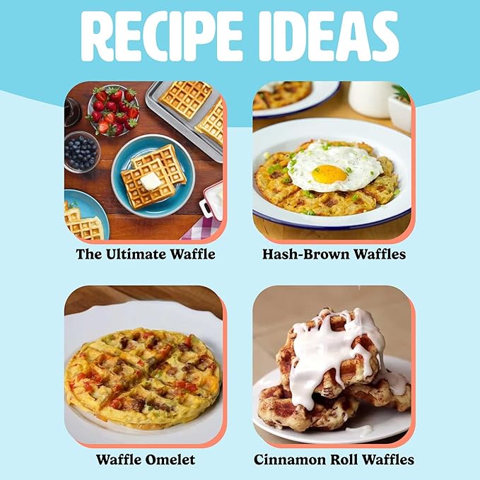 Tasty Mini Nonstick Waffle Maker, Perfect for Individual Waffles, Hash Browns, Brownies and more, Quick Results, Easy Clean Up, 600W, Pink