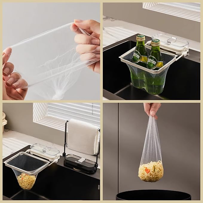 Sink Drain Strainer 2025 New Suction Cup Sink Kitchen Net Strainer Colander Collapsible Corner Sink Strainer Over for Food Waste Filtering Kitchen Leftover Have Mesh Bags (Black, Filter 150Pcs)