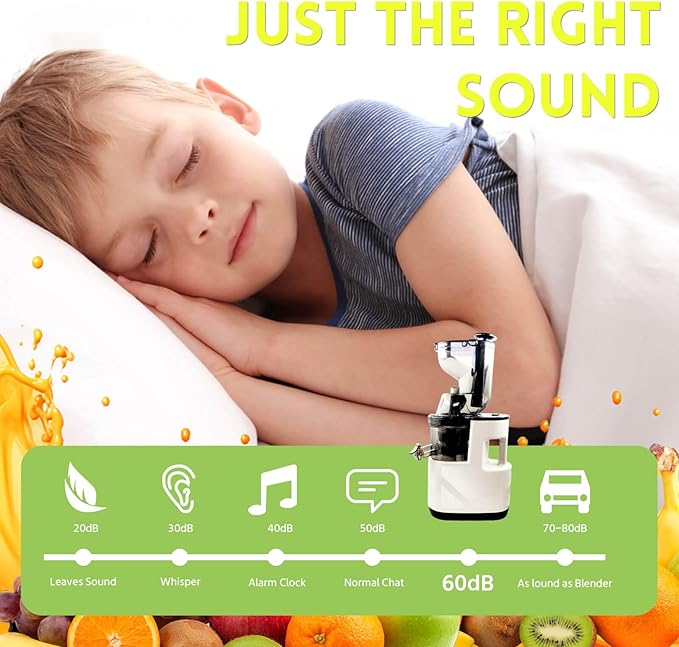 Cold Press Juicer Machines - Slow Masticating Juice Extractor with Wide Feed Chute, High Yield Juice Maker for Fruit & Vegetable - Easy to Clean Quiet Machine Extractor de Jugos(white)