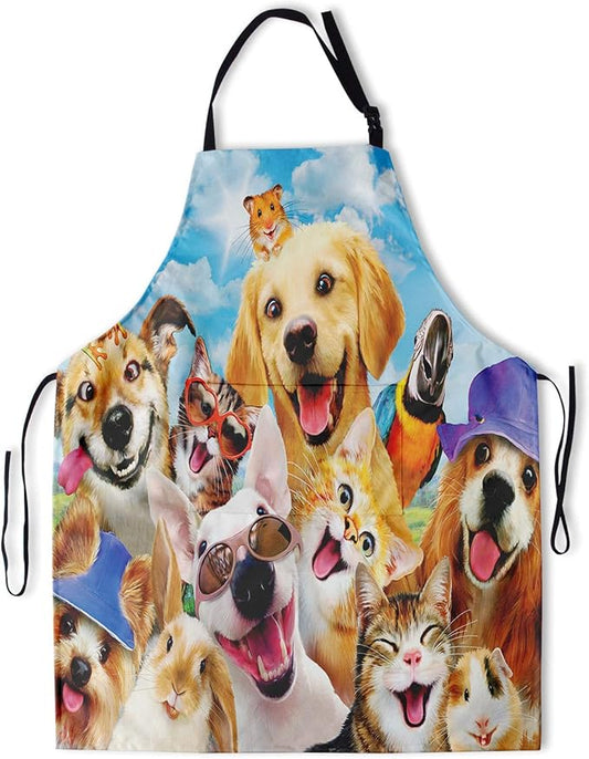 Apron with Pockets Aprons for Women Men Kitchen Chef Apron for Cooking Gardening Server Waitress Painting
