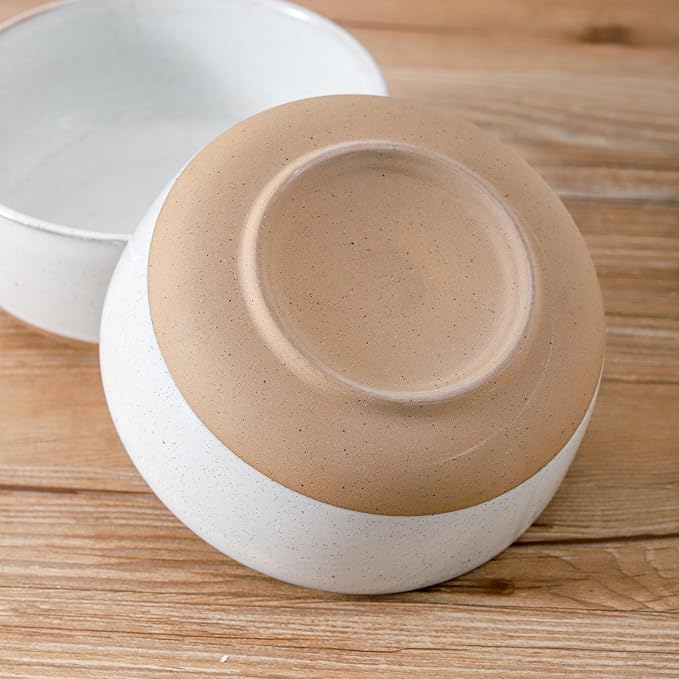 Tikooere Ceramic Soup Bowls Set of 6,30 Ounce Stoneware Cereal Bowl,Porcelain Nesting Bowls for Oatmeal,Popcorn,Soup,Pasta,Fruit,Housewarming Gift,Microwave & Dishwasher Safe,White
