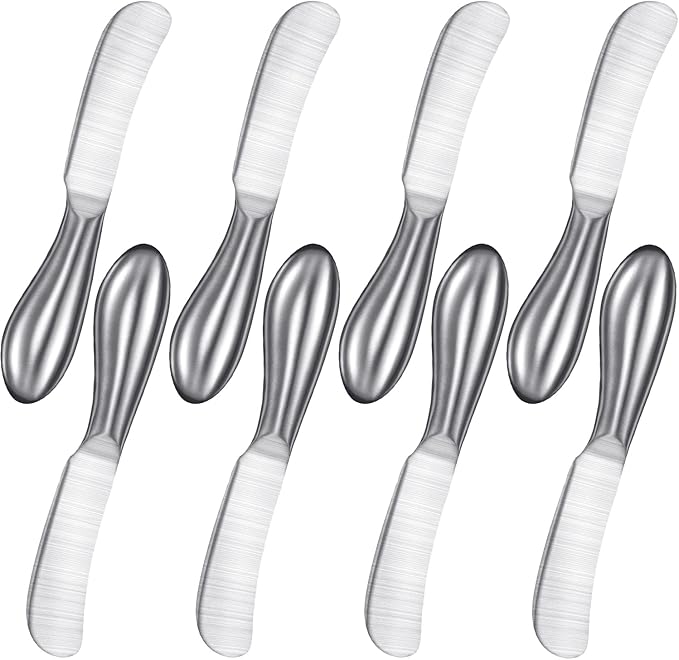 Mudder 8 Piece Stainless Steel Butter Knives, Cheese Spreaders for Cold Butter, Cream, Jam, Pastry, Dishwasher Safe Utensils, Cheese Knife for Kitchen, Restaurant Party, Wedding Housewarming
