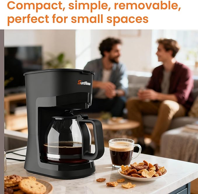 SuntNeew 12-Cup Coffee Maker, 1.5L Drip Coffee Machine with One-Touch Brewing, Glass Carafe, Anti-Drip System, Reusable Filter, Easy-to-Use Home & Office Coffee Brewer