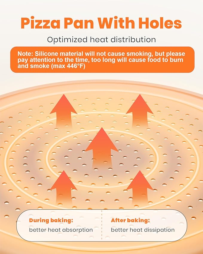 LYNG Pizza Pans 16 Inch 2 Pack Silicone Round Pizza Pan With Holes,Nonstick Pizza Tray, Dishwasher Safe, Suitable For Home Kitchen Dark Baking Red