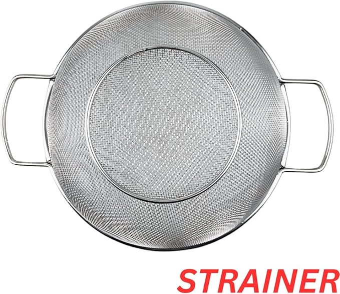 Fine Mesh Kitchen Strainer | Stainless Steel | 7" Top Diameter | 3" Height | Versatile Usage | Ergonomic Handles | Ideal for Straining, Draining, Steaming