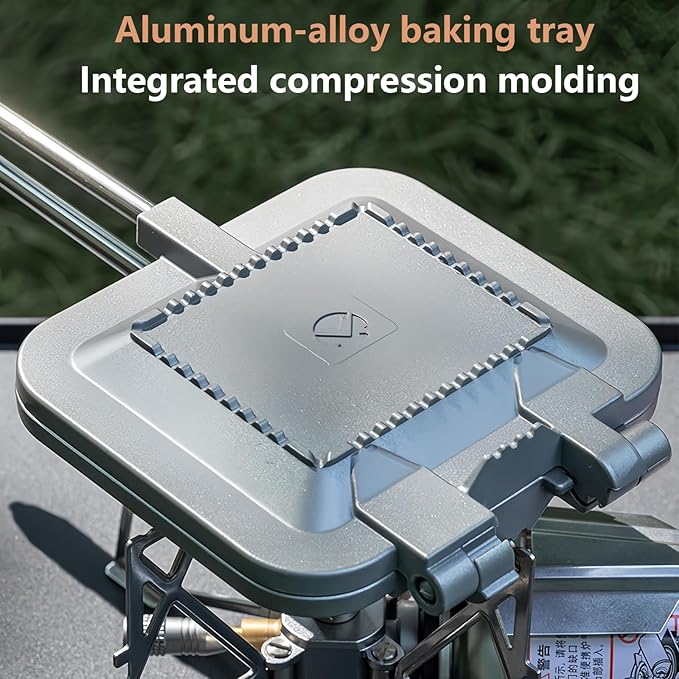 Campingmoon Campfire Sandwich Maker Camping BreadToaster Aluminum Hot Sandwich Stovetop Grill Pan Campfire Pie Cooking Equipment (Sliver)