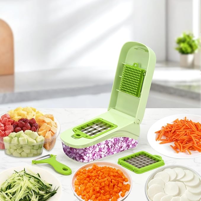 14-in-1 Vegetable Chopper, Multifunctional Veggie Onion Chopper Food Chopper with Container Vegetable Slicer Mandoline Onion Salad Cutter Dicer Essentials Kitchen Accessories