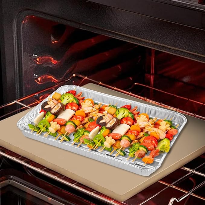 ZUQIAN 50 Pack Aluminum Foil Grill Pans with Holes, 9'' x 13'' Aluminum Foil Grill Liner Topper, Disposable Foil Broiler Pans for Cooking BBQ Grilling Trays Foil Grill Drip Pans
