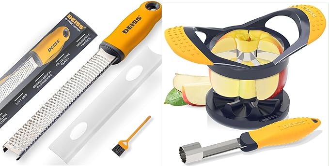 Deiss PRO Citrus Zester & Cheese Grater and Deiss PRO Apple Slicer and Corer with Cutting Base