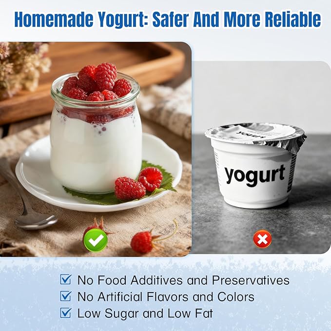 Yogurt Maker with Adjustable 48H Time & Temp Control, Digital Yogurt Maker Machine with 8×6oz Glass Jars, Make Healthy Yogurt for Family, Pecfcet Gifts for Friends