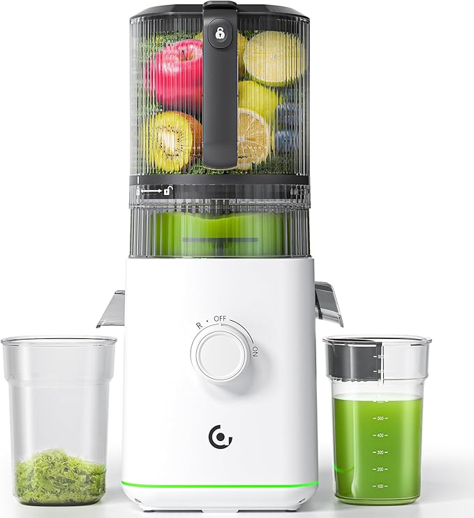 VANDISELL Cold Press Juicer, 6.5" Extra Wide Feed Chute, 3-in-1(Juice & Sorbet & Nut Milk) Juicer Machines with 600W Max Motor & 85oz Large Capacity, Auto-Precut, High Juice Yield