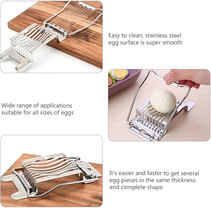 Stainless Steel Egg Slicer and Cheese Slicer 2pcs Set Boiled Egg Cutting Tool Kitchen Gadget for Cooking and Food Preparation