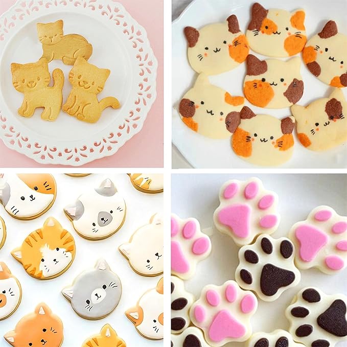 Kitty Cat Cookie Cutter Set-6 Piece-Cat Face, Kitty Butt, Paw and 3 Cute Shapes Molds for Cat Themed Party