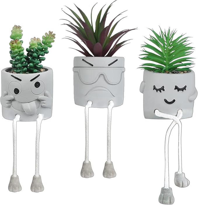 OLEEK Small Fake Plant Office Desk Decor - Desk Plants for Office Decorations for Work - Decorative Plants Decor - Funny Office Decor for Women - Fake Succulents Plants Artificial Home Decor Shelf
