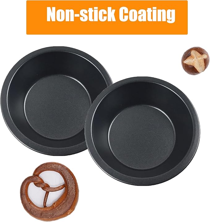 4Inch Mini Pie Pans Pie Plates Mini Tart Pans for Baking Round Bakeware Set for Baking Dessert Set of 5- Black