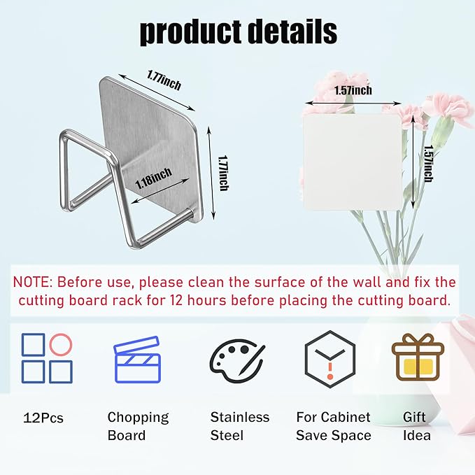 Under Cabinet Cutting Board Holder - 12 Pcs Pot Lid Organizer for Cabinet Cutting Board Holder Rack Storage Stainless Steel Under Shelf Counter Chopping Board Holder