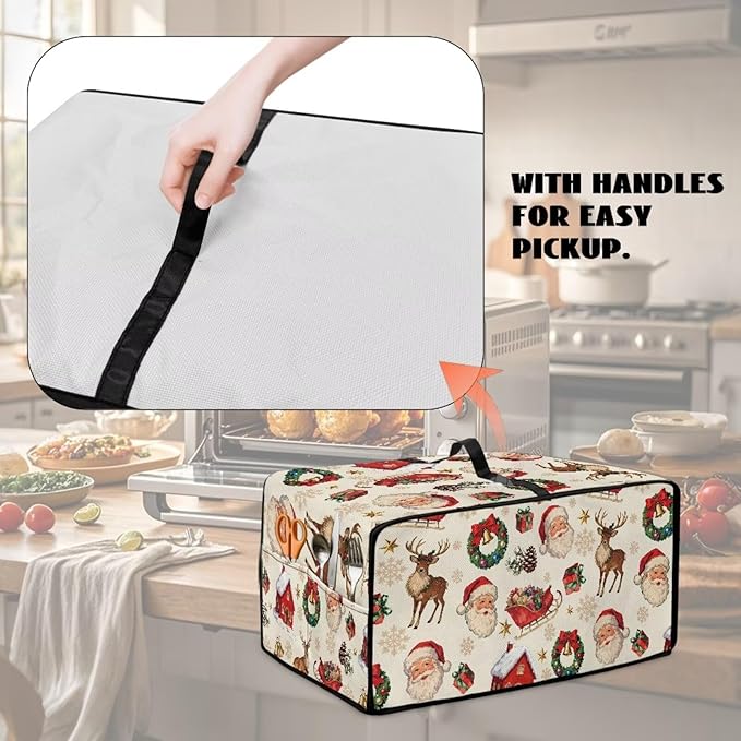 Doojoayie Cute Santa Claus Appliance Dust Cover 8 Slice Christmas Toaster Cover Small Appliance Dust Protector for Toaster Oven/Bread Making Machine/Air Fryer