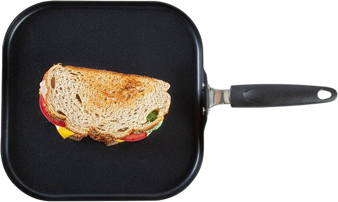 Restaurantware-Met Lux 11.3 Inch Square Griddles With Stay-Cool Handle, 10 No-Stick Flat Top Grills - Compatible With Gas And Electric, Durable, Aluminum Griddle Pans, Even-Heating, For Cooking Eggs