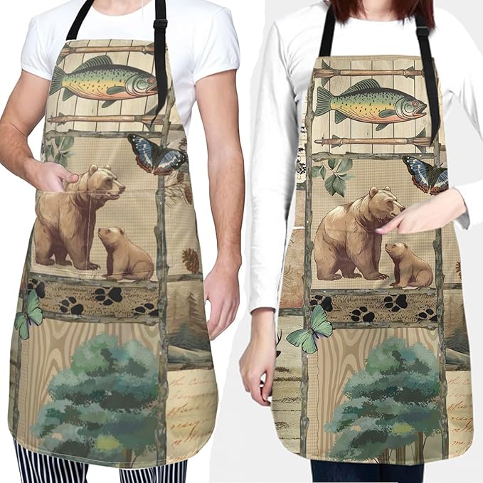 Apron with Pockets Aprons for Women Men Kitchen Chef Apron for Cooking Gardening Server Waitress Painting
