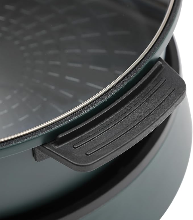 Electric Hot Pot with Induction Cooker Non-Stick Electric Skillet, Electric Pot for Cooking Burner with Shabu Shabu Pot Enjoy Chinese Hot Pot with Family and Friends (Dark Green)