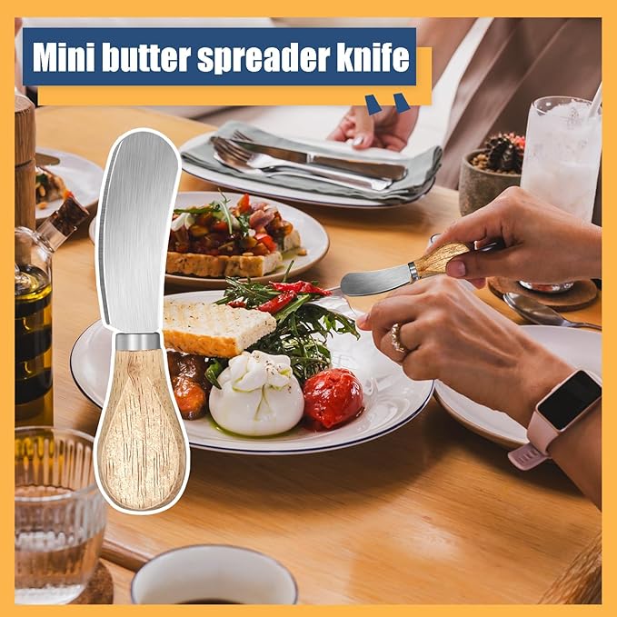 36 Pcs Cheese Spreader Knives with Wooden Handle Stainless Steel Butter Spreader Charcuterie Boards Accessories for Cream Cheese Cake