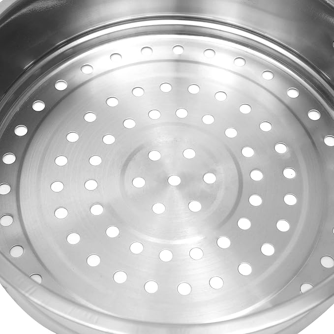5 Tier Stainless Steel Cooking Steamer - 26/28/30cm Steamer Pot with Glass Lid for Home Kitchen Restaurant