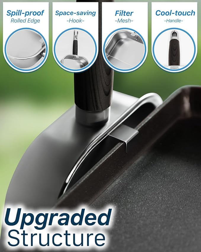 Griddle Scoop for Blackstone with a Any-Edge Hook, Stainless Steel Griddle Portable Food Mover for Stir Fry and Move Food, Classic Grill Shovel, 2 Pack