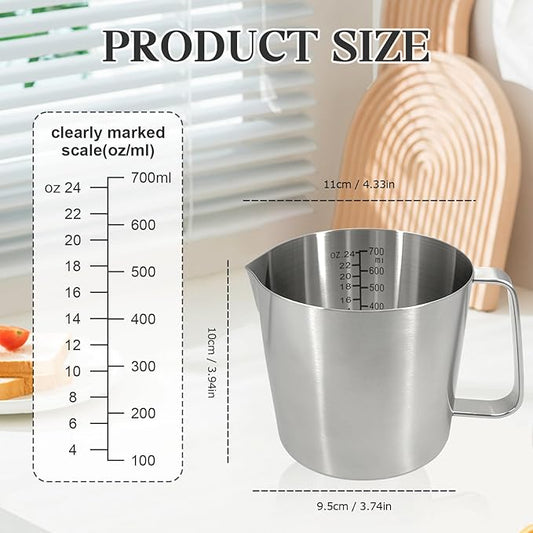 Stainless Steel Measuring Cups, 700ml 24oz Metal Measuring Cup with Handle, Dual Scale Marking (ML & OZ), Large Mouth Easy Pour, Dishwasher & Freezer Safe for Baking, Cooking, Liquid Measurement