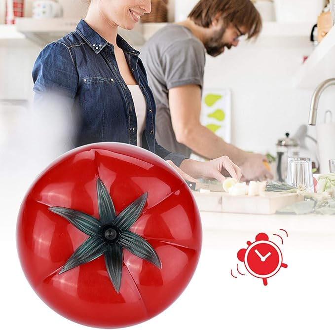 Tomato Shaped Mechanical 60 Minutes Countdown Timer Kitchen Cooking & Baking Helper Count Up Down Magnetic Timer Clock with Alarm Fast Setting(6.3x4.5cm)