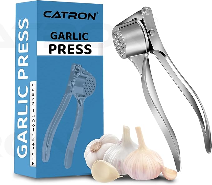 Stainless Steel Garlic Crusher Presser Garlic Press Manual Garlic Mincer | Garlic Cutter Chopper | Easy to Squeeze & Clean for Kitchen