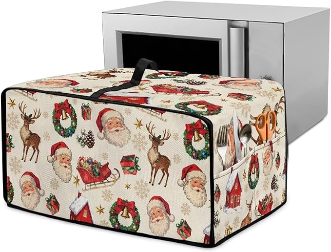 Doojoayie Cute Santa Claus Appliance Dust Cover 6 Slice Christmas Toaster Cover Small Appliance Dust Protector for Toaster Oven/Bread Making Machine/Air Fryer