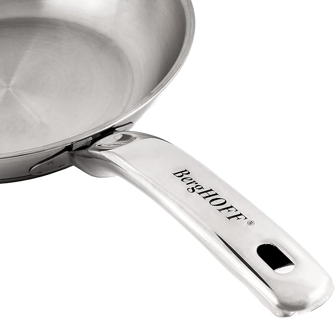 BergHOFF Belly Shape 18/10 Stainless Steel 6.25 Inches Saucepan 1.5qt., Glass Lid, Fast, Evenly Heat, Induction Cooktop Ready