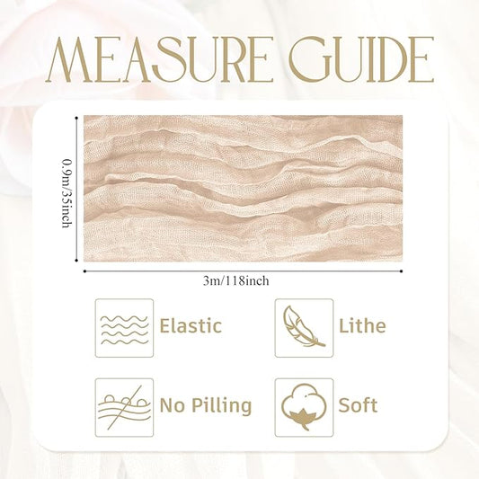 Wokceer Cheesecloth Table Runner 2 Pack 10FT Beige Boho Gauze Christmas Cheese Cloth Table Runner for Party Long Rustic Sheer Table Runners for Baby Bridal Shower Wedding Easter Table Decor