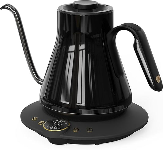 Cocinare FLOW B9 Gooseneck Electric Kettle, Precise Temperature Control for Pour-Over Coffee & Tea Brewing, Stainless Steel Interior, Rapid Heating for Boiling Water 0.9L (Soulages Black)