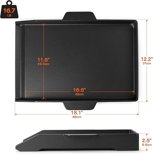 Onlyfire Universal Cast Iron Cooking Griddle for Grills and 2 Burner Range Oven, Non-Stick BBQ Flat Top Griddle with Handles for Outdoor Cooking, 18.1" x 12.2"